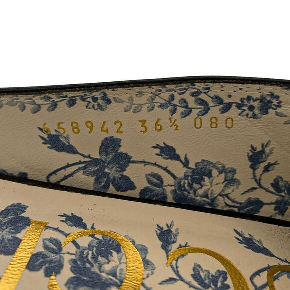 Gucci Hills GG Logo Ballet Flats EU 36.5 US 6.5 Cap Toe Double G Leather - Picture 12 of 14